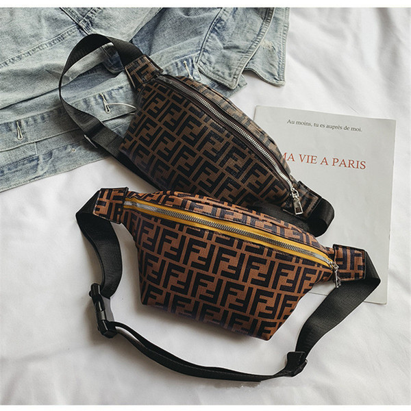 Women Swagger Handbags Purses F Letters Printing PU Leather One Shoulder Zipper Bags Fashion Crossbody Messenger Bags Fanny Pack C42403