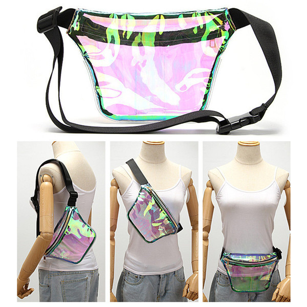 Unisex Laser Clear Rainbow Hologram Waist Bag Women Travel Fanny Pack Crossbody Shoulder Bags Storage With Belt Zipper Phone Case new A41201