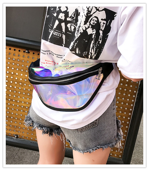 Fashion Waist Bag Unisex Laser PVC Transparent Imported Laer Film Waterproof Rainbow Hologram Fanny Pack Women Crossbody Shoulder Bags