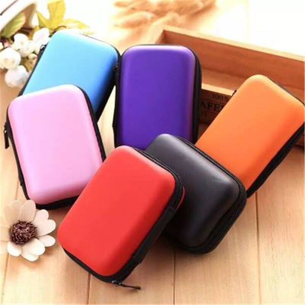 Colorful For iphone X PU earphone bag headphone cable mini bag can be loaded with SD card coin portable earphone storage bag