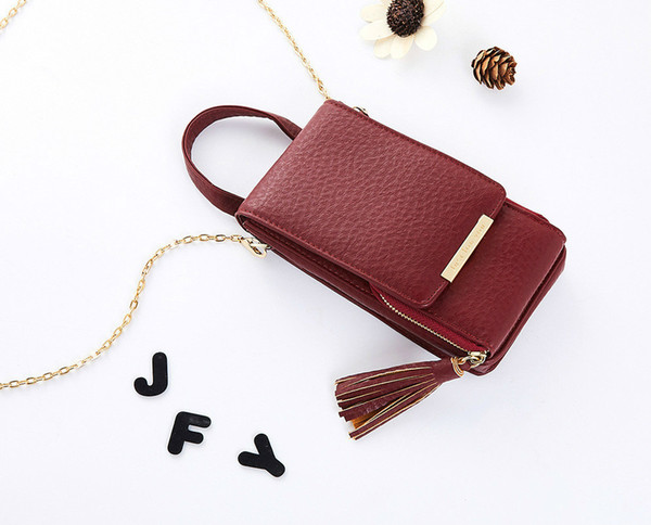 New Pattern 2018 Ma'am Single Shoulder Package Messenger Chain Mobile Phone Bag Fashion Tassels Portable bag for cell phone