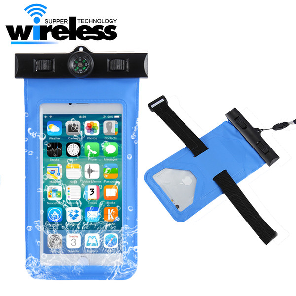 6 inch Universal Waterproof Case armband with compass lanyard Best Water Proof Dustproof Snowproof Bag for smartphones