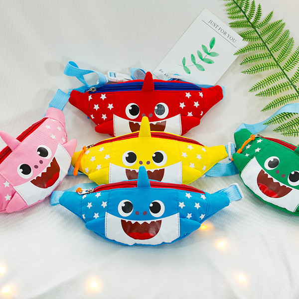 Baby Shark Cute Cartoon Baby Boy Girl One Shoulder Bag Kindergarten Canvas Candy Color Animal Shark Kids Bags Zipper Mini Purse A326010