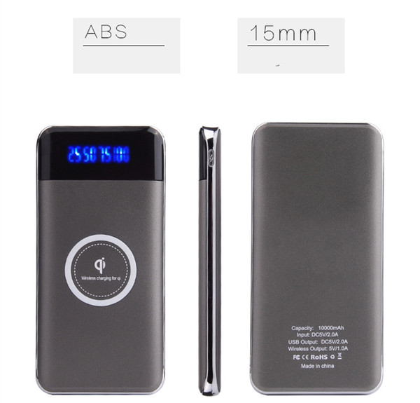 10000mah PowerBank External Battery Quick Charge Wireless Charger Powerbank Portable Mobile Phone Charger for iPhone x 8 8Plus with packing