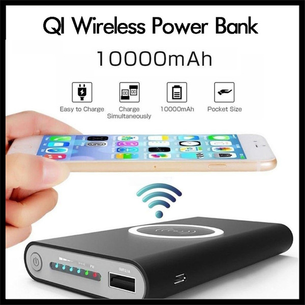 Wireless Qi Charger 10000mAh Battery Power Bank Fast Charging Adapter For Samsung Note S8 For iPhone 8 iphone X with Retail Box