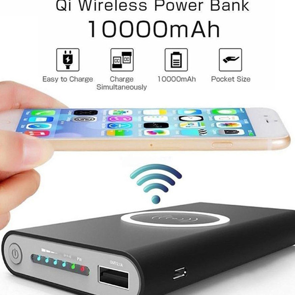 10000mAh Universal Portable Power Bank Qi Wireless Charger For iPhone 8 Samsung S6 S7 S8 Powerbank Mobile Phone Wireless Charger