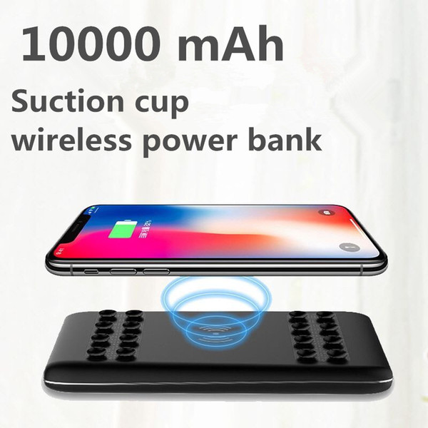 10000mAh Universal Portable Suction cup wireless power bank Qi Wireless Charger For iPhone 8 Samsung S6 S7 S8 Powerbank Mobile Phone Wireles