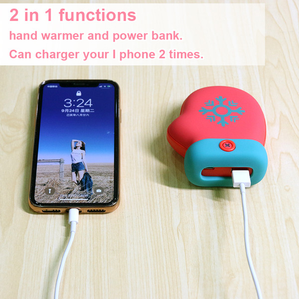 Rechargeable Power bank Hand Warmer 2-in-1 5000mAh Battery Charger Electric Reusable Hand Warmer for Winter Sports Ski Hiking Camping