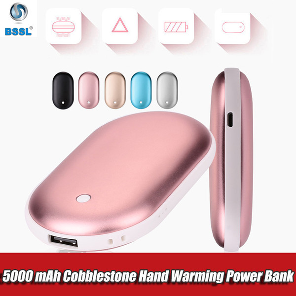 USB Rechargeable Electric Phone Charging Heater 5000ma Power Bank Mini Portable Travel Handy Long-Life Pocket Cobblestone Hand Warmer Power