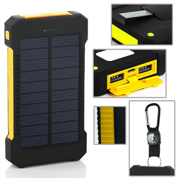 New Solar Power Bank 20000mAh Universal 2 USB Port Solar Charger External Backup Battery With Retail Box