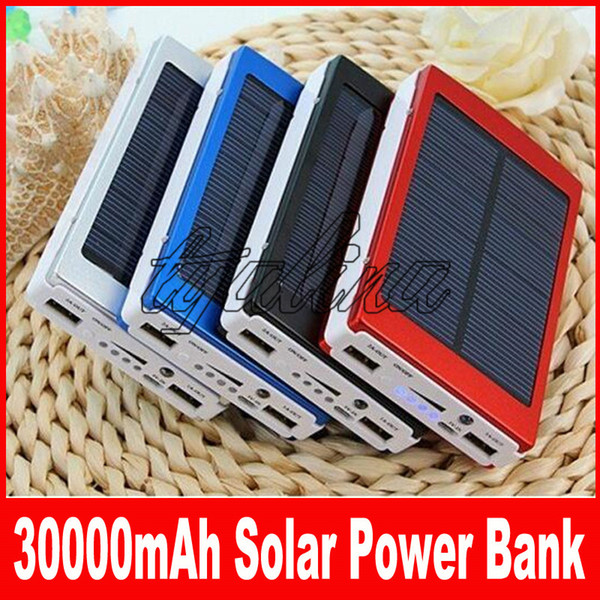 30000 mah Solar Charger and Battery 30000mAh Solar Panel Dual Charging Ports portable power bank for All Cell Phone table PC MP3 10pcs