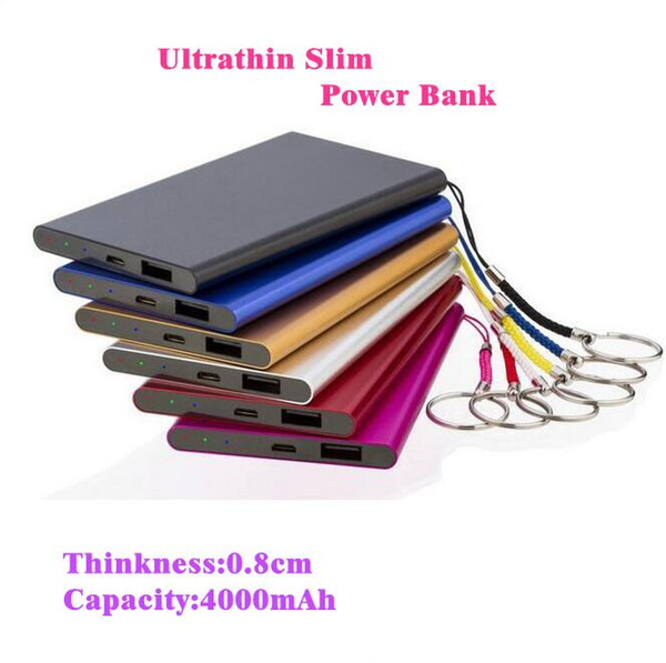 Ultrathin Power Bank 4000mAh Battery Charger Power Bank for Cell Phone Purple/Gold/Silver/Black for Universal iphone android mobile phone