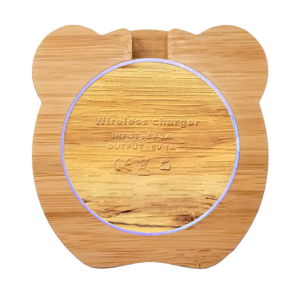 Bamboo Wood Wireless Charger Adapter Creative Bear Bamboo Mobile Phone Wireless Charger Adapter