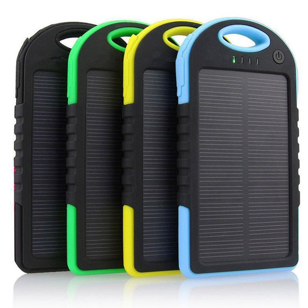 Portable Charger Solar Power Bank 5000mah For Xiaomi 2 Iphone External Battery Phone Powerbank With Led Light Dual USB free shipping