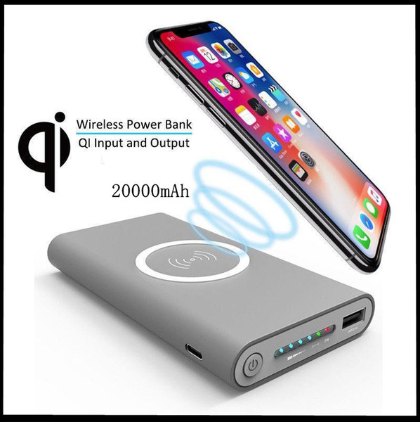 20000mAh Universal Portable Power Bank Qi Wireless Charger For iPhone 8 Samsung S6 S7 S8 Powerbank Mobile Phone Wireless Charger