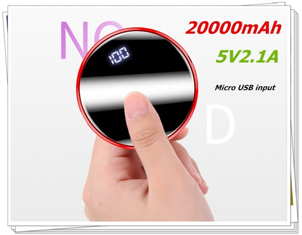 Mini Power Bank 20000mAh 5V 2.1A Mirror Screen Poverbank External Battery Portable Charger 20000 mAh Powerbank