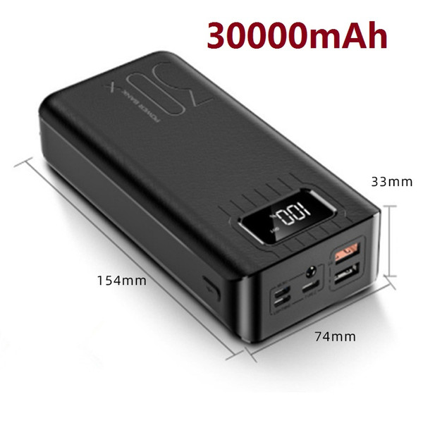 New Style 30000mAh Power Bank 2USB Large External Battery Portable Power Bank Charger for IPhone Samsung IPad Intelligent Mobile Phone Good