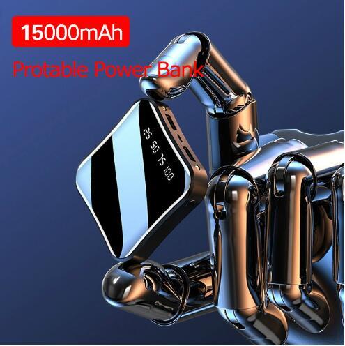 15000mAh Mini Portable Power Bank Full Screen Digital Display Powerbank Fast Charging External Battery for IPhone for Xiaomi for Samsung