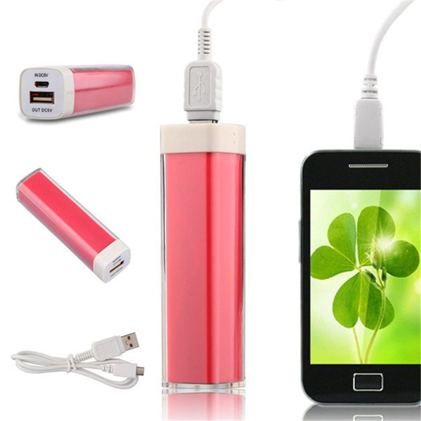 2600mAh mini lipstick Power Bank universal USB External Backup Battery for all mobile phone iPhone/samsung/htc ect cell phone