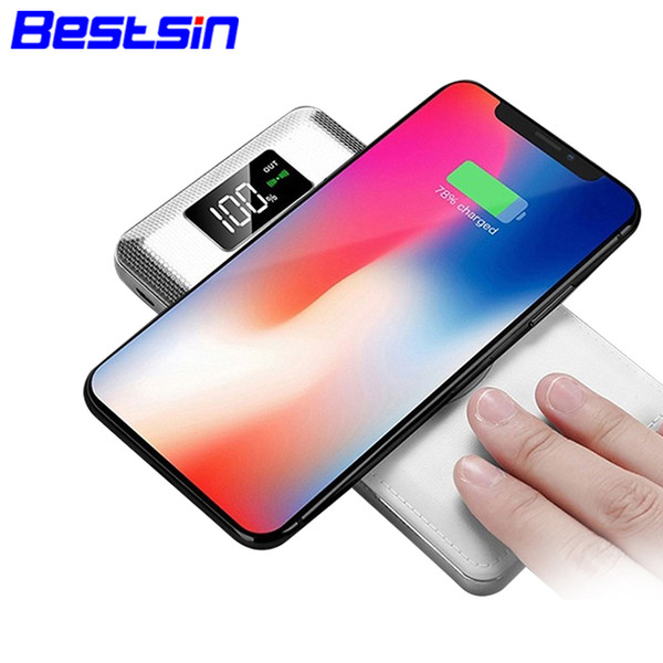 Bestsin Qi Qi Wireless Charger Iphone Dual Usb 10000mah Power Bank Super Fast Charge For Iphone XSMAX