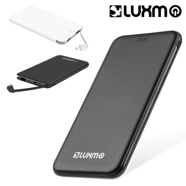 Power Bank 5000 mAh Built in Cable Universal Slim Ultra Thin Portable USB Powerbank Custom External Battery Charger 2 Adapter LUXMO