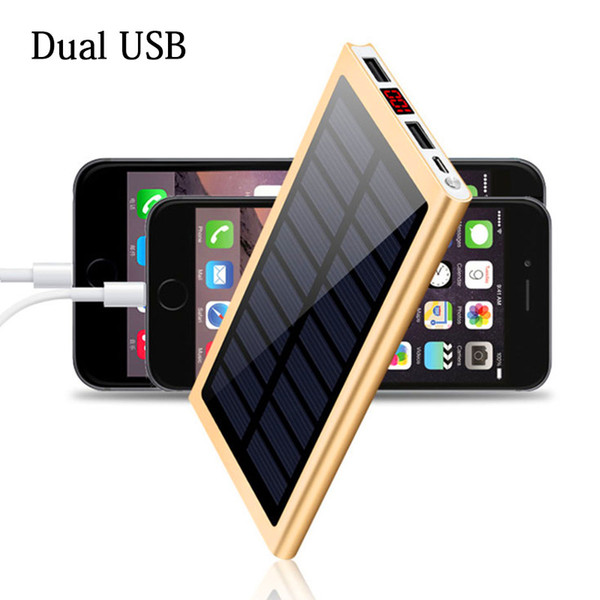 Solar 30000mah Power Bank External Battery 2 USB LED Powerbank Portable Mobile phone Solar Charger for Xiaomi mi iphone XS 8plu