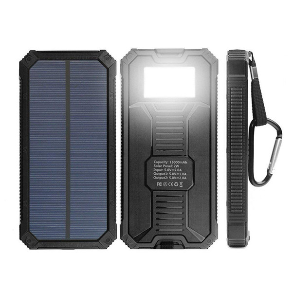 Solar Battery Charger, Solar Charger 15000mAh Dual USB Portable Solar Battery Charger for iPhone smart phone