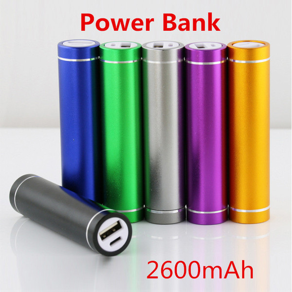 free shipping cylinder shape 2600mah Portable Mobile Power Bank 5V 1A USB Battery Charger 18650 power bank for your Phone