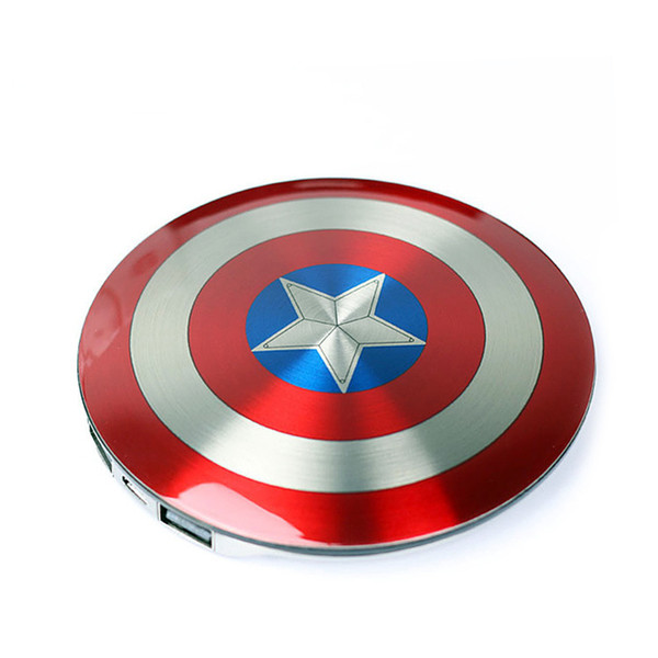 Captain America Shield Portable Source Cool Fashion Personality Charging Treasure Double USB Power Bank for Gift Originality 6800mAh 103mm