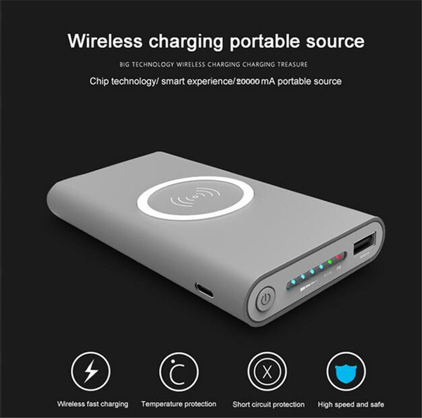 10000mah wireless charger Power Bank External Battery Quick Charge Wireless Charger Powerbank Portable Mobile Phone Charger for iPhone x 8