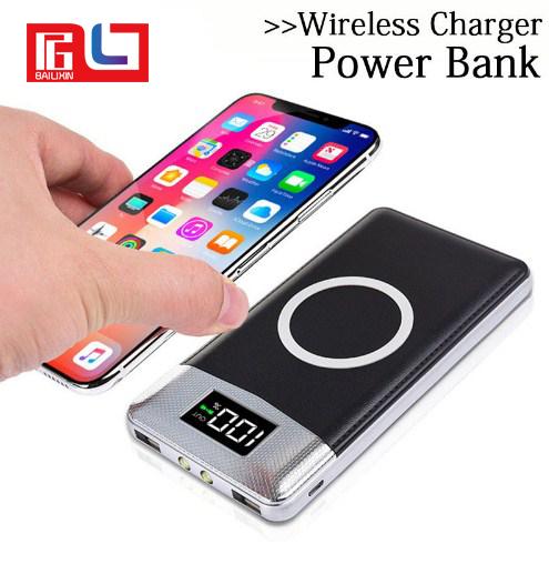 2 in 1 Qi Wireless Power Bank 10000 mAh Portable Wireless Charger Pad External Battery For iPhone X Samsung s8 s9