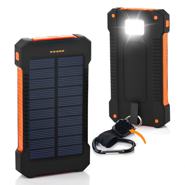 Compass solar power bank 30000mah universal battery charger with LED flashlight and compass for outdoor camping Waterproof anti-fall