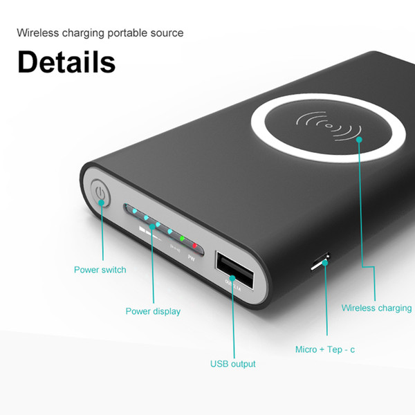 10000mah Power Bank External Battery Quick Charge Wireless Charger Powerbank Portable Mobile Phone Charger for iPhone x 8 8 Plus