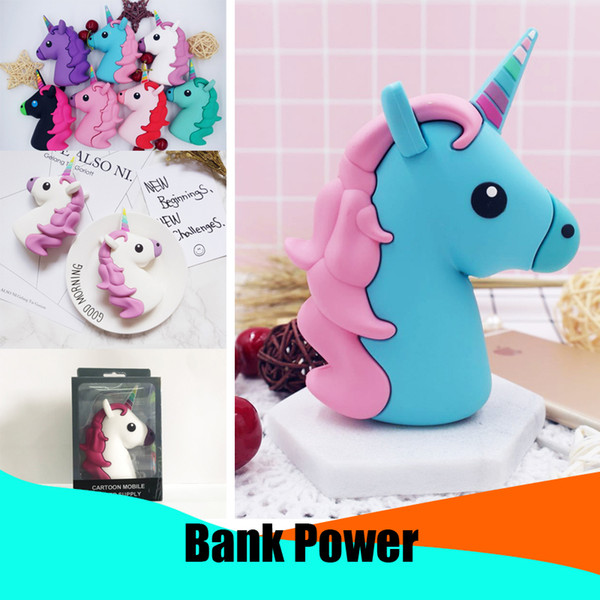 2600mAh Portable Power Bank Battery Charger Unicorn Cartoon USB Gift Power Bank External Battery Power Bank Phone Charger for Mobile Phone