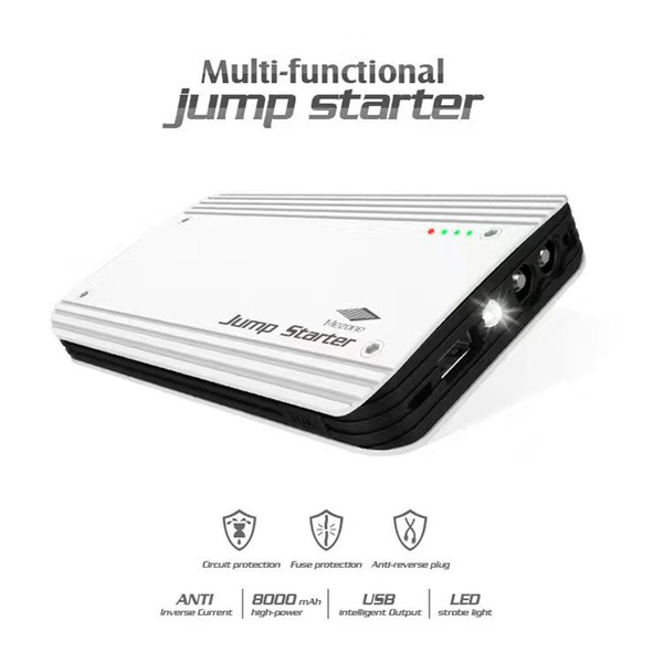 Car Jump Power Bank 12V 8000mAh Multi-Function Mini Portable Car Jump Starter for Car Power Bank Starting Laptop With Retail Packing