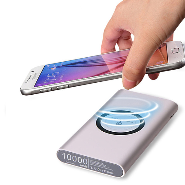 Power Bank 2 in 1 Qi Wireless Charger Universal Portable 10000 mah for iPhone Huawei Android