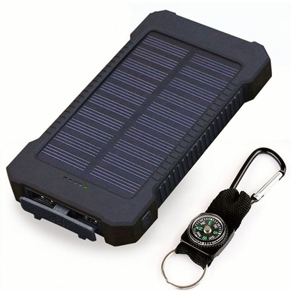 Top Solar Power Bank Waterproof 20000mAh Solar Charger USB Ports External Charger Powerbank Smartphone with LED Light for xiaomi