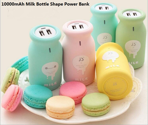 Milk Bottle Shape Portable Power Bank 10000mAh Power Bank External Backup Power Supply Five Optional Colors Available