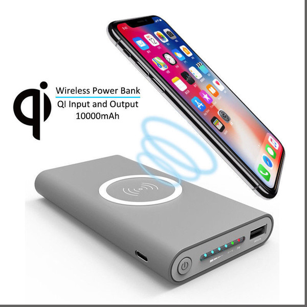 Wireless Qi Charger 10000mAh Power Bank Fast Charging Adapter For Samsung NoteS8 For iPhone 8 iphone X with Retail Box