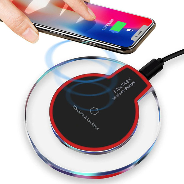 Qi Wireless Charger Crystal Round Charger For iPhone XS MAX XR for Samsung S10 Galaxy For Andriod Micro Type Qi-Enabled Device