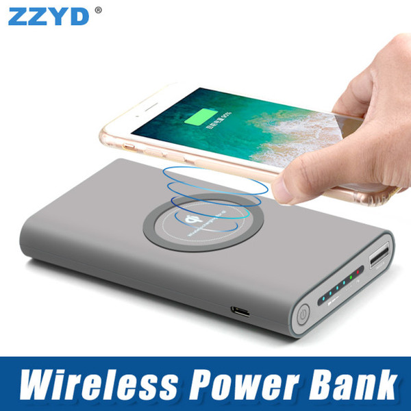 ZZYD Wireless Power Bank 3 in 1 Portable Battery 10000 mah Big Capacitor For iPhone 8 8P X Samsung S9 S9 plus