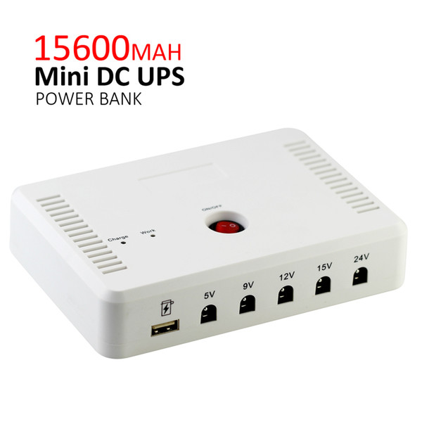 Mini DC UPS 15600mAh Power Bank Uninterruptible Power Supply for Router/POS/Digital Camera/iPad/Monitor/Modem 5V/9V/12V/15V/24V Output