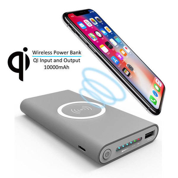 10000mAh Universal Portable Power Bank Qi Wireless Charger For iPhone Samsung S6 S7 S8 Powerbank Mobile Phone Wireless Charger