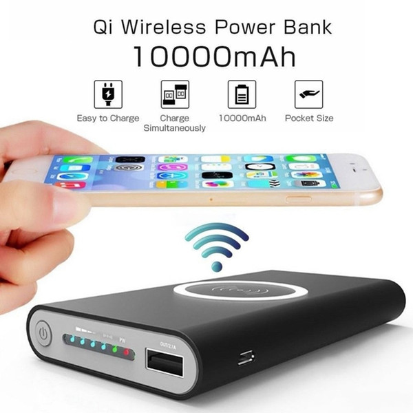 Real 10000mAh Capacity Power Bank Qi Wireless Charger for iPhoneX8Plus Samsung S9 S8Plus S6 S7 S8 Powerbank Mobile Phone Wireless Charger