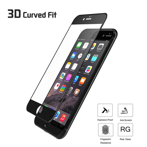 For Iphone 6 7 8 Plus 3D Full Cover Tempered Glass Screen Protector High End Quality Curved Carbon Fiber Soft Edge Mixed Types-YH0028