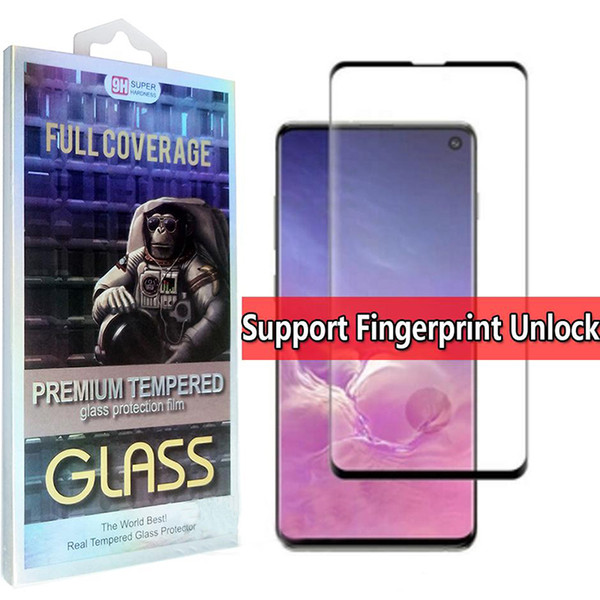 For Screen Protector Samsung Galaxy S10 S9 S9 Plus S10E S7 edge S10 5G VERSION 5D Full Coverage fingerprint unclock NO HOLE Tempered Glass