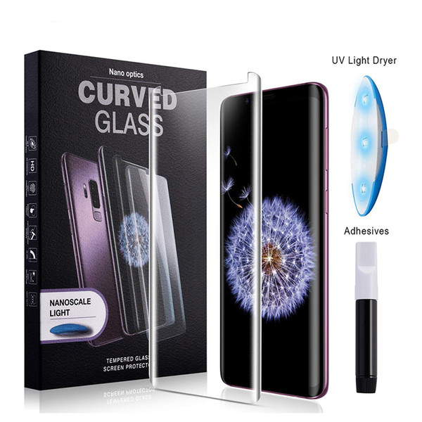 Full Glue Tempered Glass Film For Samsung Galaxy S10 S10+ S9 S9+ S8 S8+ s7edge Note8 Full Screen Coverage 3D Liquid uv Screen Protector