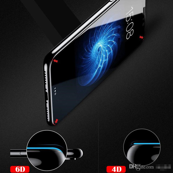 2018 Iphone X toughened glass screen protector 6d touch edge 9h hardness anti-scratch shield full screen glass for Iphone X 8 7 6 is not eas