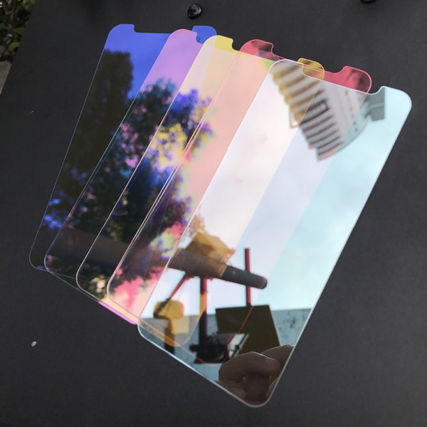 10 piece Color mirrored tempered glass for iPhone X Xs Max Xr Screen protector iPhone 6 6S 7 8 plus mirror protective film