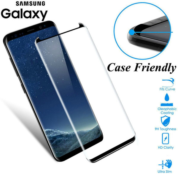 Case Fit 3D Curved Glass For Samsung Galaxy S9 S10 Plus Tempered Glass Case Friendly Screen Protector For S8 plus S9 Plus S10e Shield